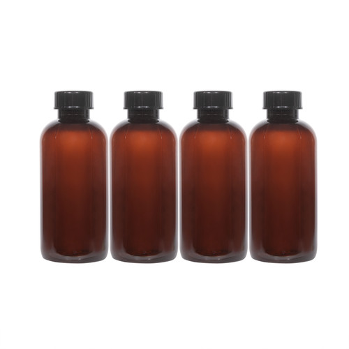 8 oz Amber PET Boston Round Bottles