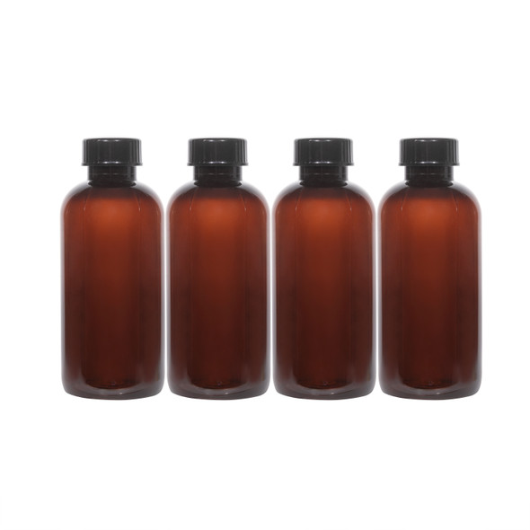 4 oz Amber PET Boston Round Bottles