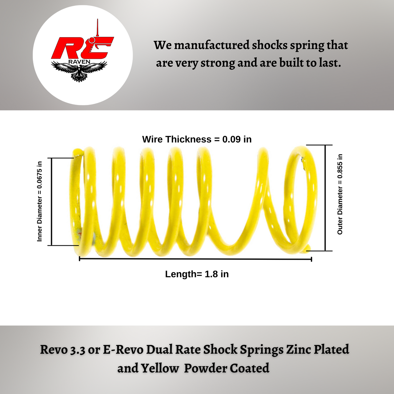 ERevo or Revo 3.3 Yellow Dual Rate Shock Springs Set R/C Raven Inc