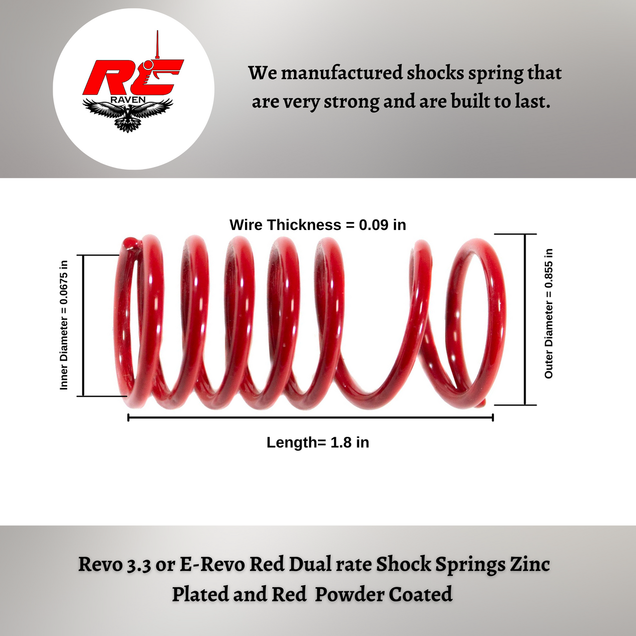 E-Revo or Revo 3.3 Red Dual Rate Shock Springs Set - R/C Raven Inc