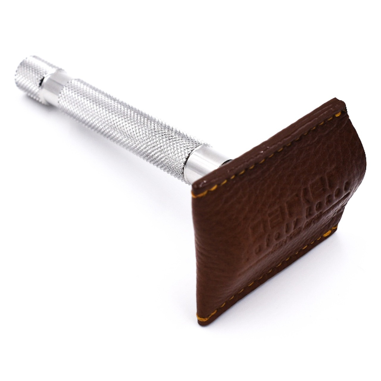 Parker Leather Double Edge Safety Razor Travel Cover Brown