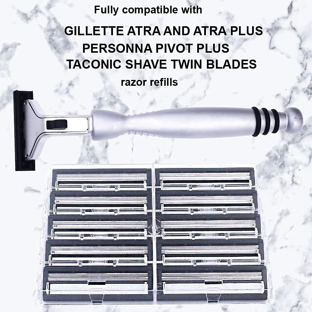 Taconic Shave Heavyweight Chrome ATRA Compatible Twin Blade Razor & 10 ...