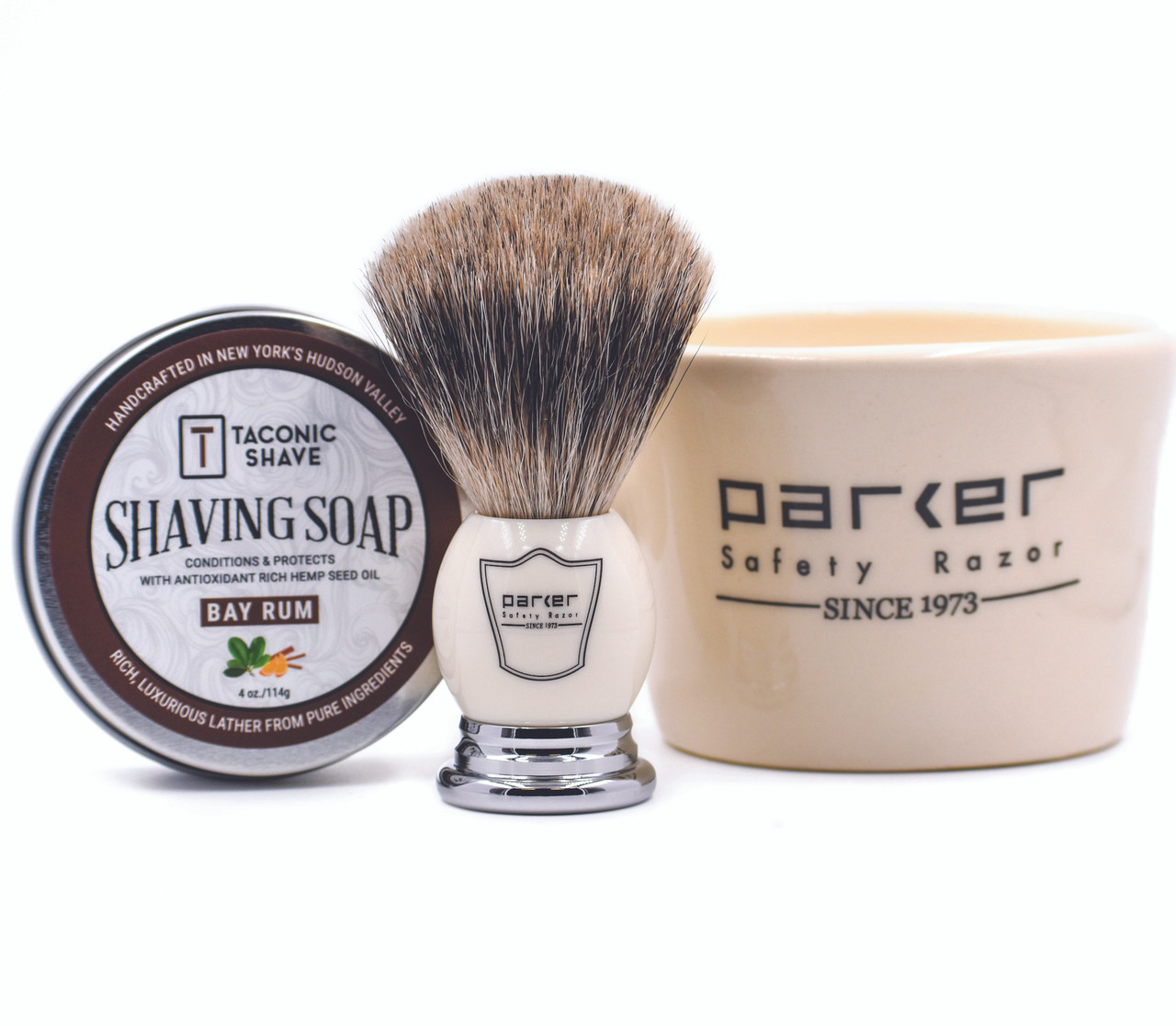 Parker White Mug, Brush & Soap Set