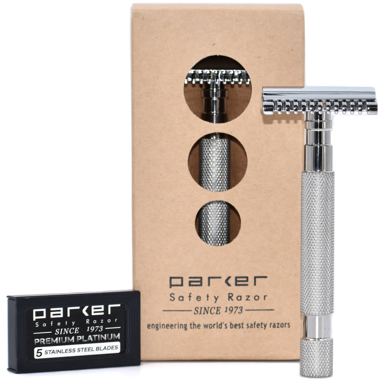 Parker 68S Stainless Steel Handle Safety Razor with Open Comb Head