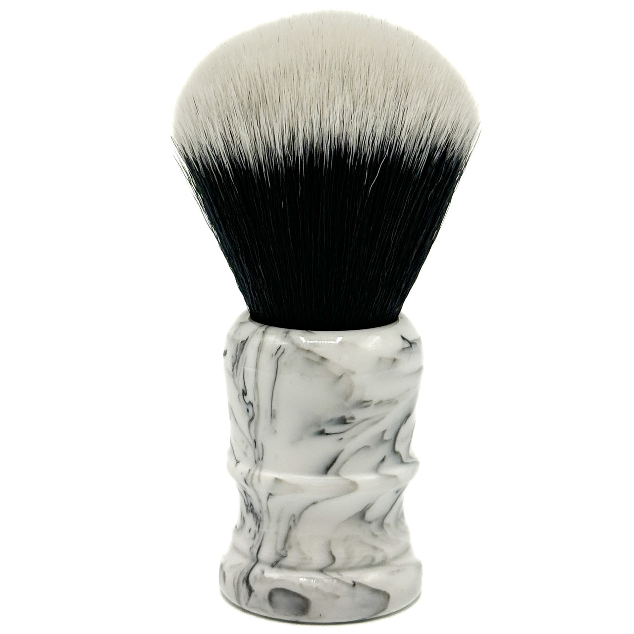 Parker Marbled White & Black Tuxedo Synthetic Shaving Brush & Stand