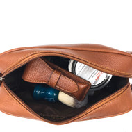 Parker's Saddle Brown Leather Dopp Kit  Featured on Your Tango - a Great Choice for a Third Wedding Anniversary Gift!