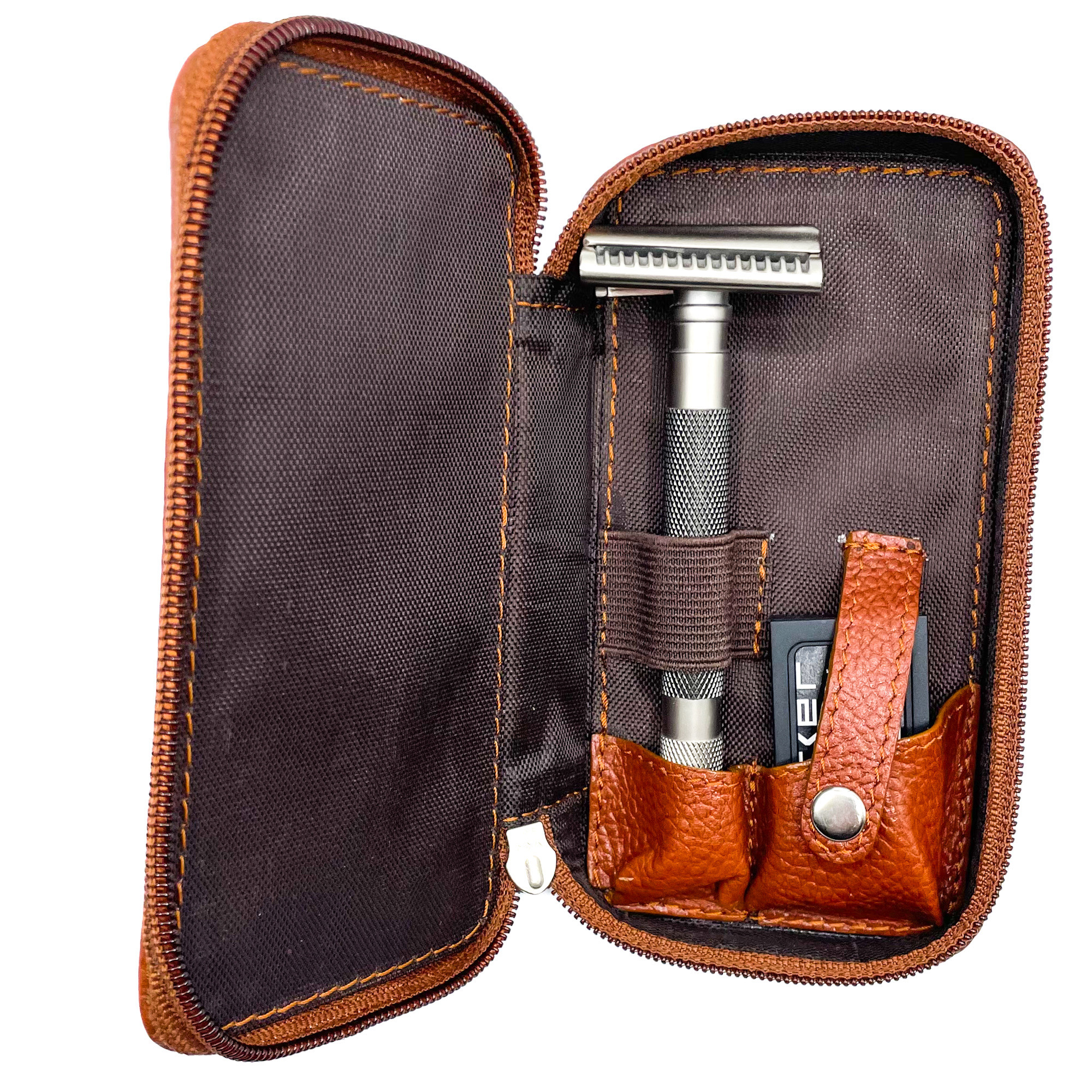 Parker Genuine Leather Safety Razor & Double Edge Blade Travel Case