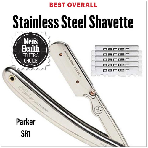 Parker SR1 Stainless Steel Straight Edge Razor and 5 Blades