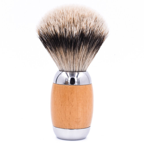  Taconic Shave Wood & Chrome Handle Silvertip Badger Shave Brush & Stand