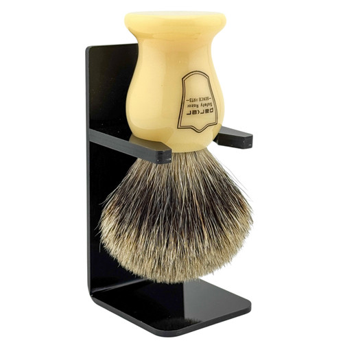 Parker Safety Razor 100% Pure Badger Bristle "Classic" Ivory Handle Shaving Brush with Free Brush Stand
