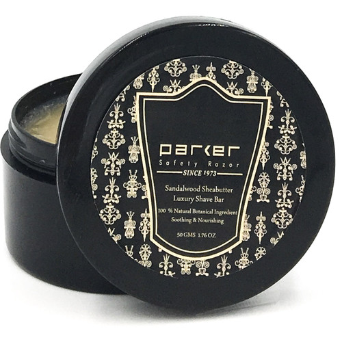 Parker Safety Razor Premium Sandalwood & Shea Butter Shaving Soap in Watertight Container - 1.76 oz (50 gm)