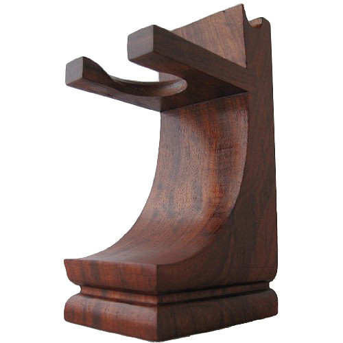 Mission Style Wood Shave Stand for Razor and Brush - Walnut Finish
