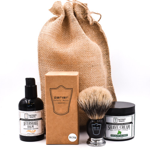  Taconic Shave & Parker 3 Piece Shave Gift Set with brush box