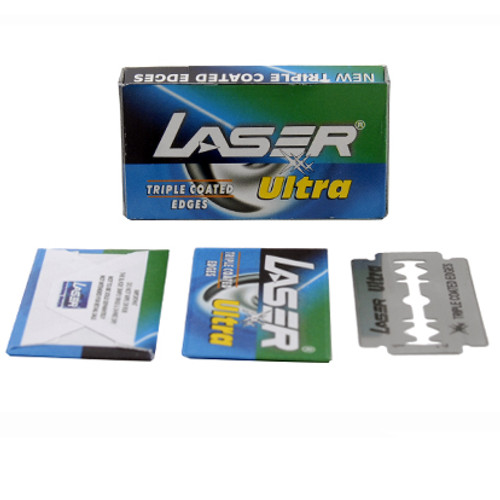 50 LASER Ultra Double Edge Safety Razor Blades with Triple Coated Edges!