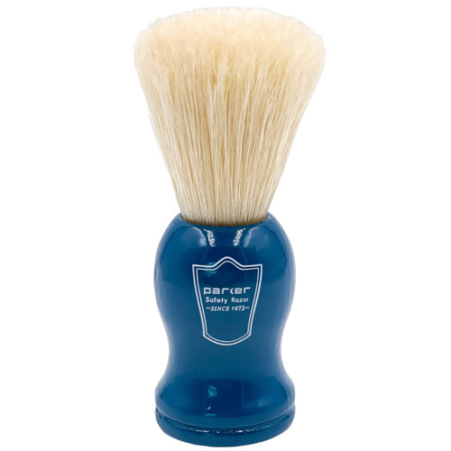 Parker Safety Razor 100% Deluxe Boar Bristle Shaving Brush with Blue Wood Handle
