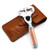 Parker Venus Compatible Travel Razor on top of Leather Case