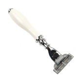 Parker 111W-M3 White Resin Handle Mach 3 Compatible Razor