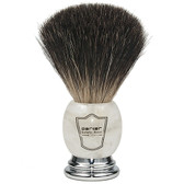 Parker Safety Razor 100% Premium Black Badger Bristle Shaving Brush with Ivory Marbled Handle