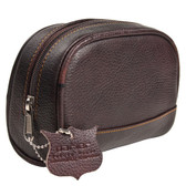 Deluxe Brown Leather Small Toiletry Bag (Dopp Kit) from Parker Safety Razor