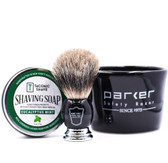 Parker & Taconic Shave Black Mug, Shave Brush & Shave Soap Set