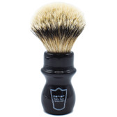 Parker Black Silvertip Badger Long Handle Shave Brush standing