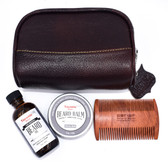 Deluxe Beard Care Gift Set w/ Small Leather Dopp Bag