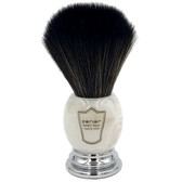  Parker Marbled Ivory Handle Black Synthetic Shaving Brush and Stand