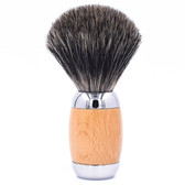  Taconic Shave Wood & Chrome Handle Mixed Badger Shave Brush & Stand