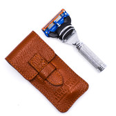 Parker Fusion Compatible Travel Razor with Leather Case