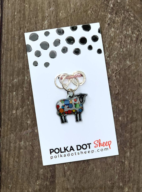 Polka Dot Sheep Stitch Marker set