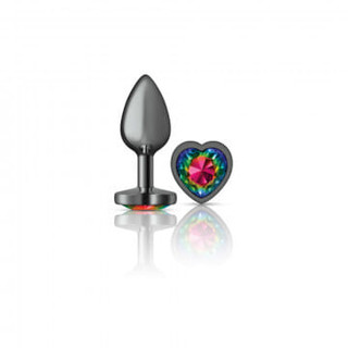 Viben Cheeky Charms — Heart Gem Aluminum Plug | Small Rainbow Gunmetal