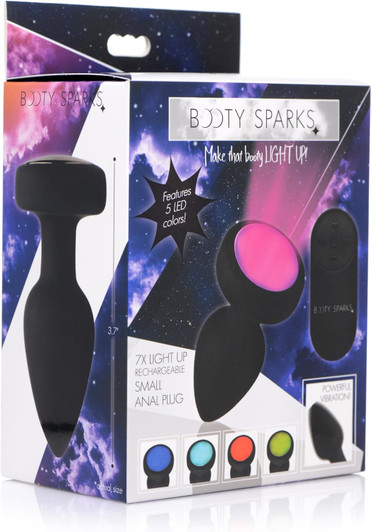 XR Booty Sparks — Vibrating LED Plug | Small Black