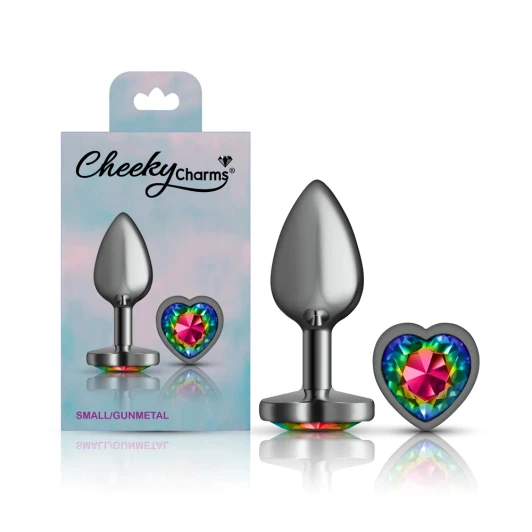 Viben Cheeky Charms — Heart Gem Aluminum Plug | Small Rainbow Gunmetal