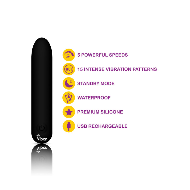 Berry Bombshell bullet vibrator with 5 speeds, 15 patterns, waterproof and USB rechargeable