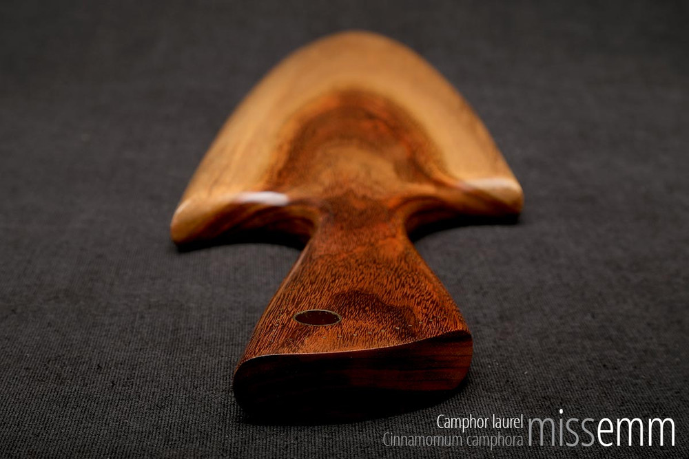 Handmade bdsm toys | Camphor laurel spanking paddle | By fetish artisan Miss Emm | Unique kink implements for FemDoms, Mistresses, Masters, Dominants, masochists, submissives, slaves, and all love impact play.