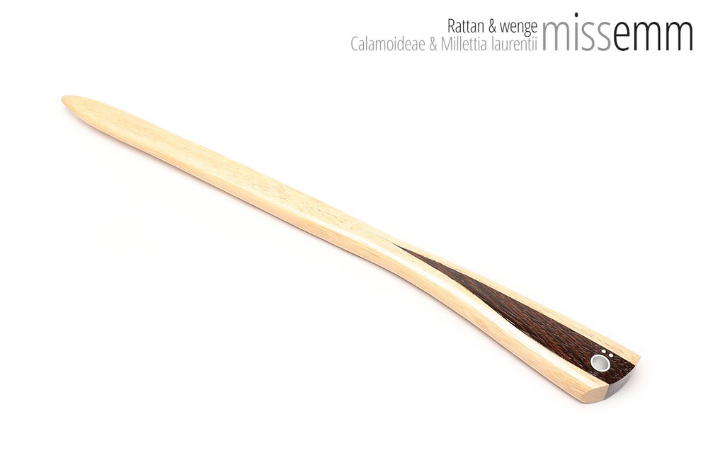 Unique handcrafted bdsm toys | Rattan spanking pane (flat bladed cane) | By kink artisan Miss Emm | A classic pane made from rattan and wenge (a dark timber from Central Africa). It will create a stinging sensation somewhere between that of a paddle and a cane (hence the name pane).
