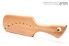 Unique handcrafted spanking toys | Wooden paddle | By kink artisan Miss Emm | Made from European beech with brass details.