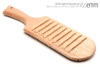 Unique handcrafted spanking toys | Wooden paddle | By kink artisan Miss Emm | Made from Pacific maple with brass details.