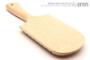 Unique handcrafted spanking toys | Wooden paddle | By kink artisan Miss Emm | Made from birdseye maple and jute with brass details.