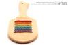 Unique handcrafted spanking toys | Wooden paddle | By kink artisan Miss Emm | Made from birdseye maple and jute with brass details.