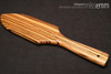 Unique handcrafted spanking toys | Wooden paddle | By kink artisan Miss Emm | Made from zebrawood with brass details.