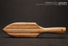 Unique handcrafted spanking toys | Wooden paddle | By kink artisan Miss Emm | Made from zebrawood with brass details.