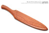 Unique handcrafted spanking toys | Wooden paddle | By kink artisan Miss Emm | Made from silky oak with brass details.