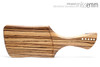 Unique handcrafted spanking toys | Wooden paddle | By kink artisan Miss Emm | Made from zebrawood with brass details.