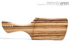 Unique handcrafted spanking toys | Wooden paddle | By kink artisan Miss Emm | Made from zebrawood with brass details.