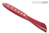 Unique handcrafted spanking toys | Wooden paddle | By kink artisan Miss Emm | Made from purpleheart with brass details.