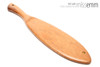 Unique handcrafted bdsm toys | Wooden spanking paddle | By kink artisan Miss Emm | Made from red palm with brass details.