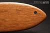 Unique handcrafted bdsm toys | Wooden spanking paddle | By kink artisan Miss Emm | Made from red palm with brass details.