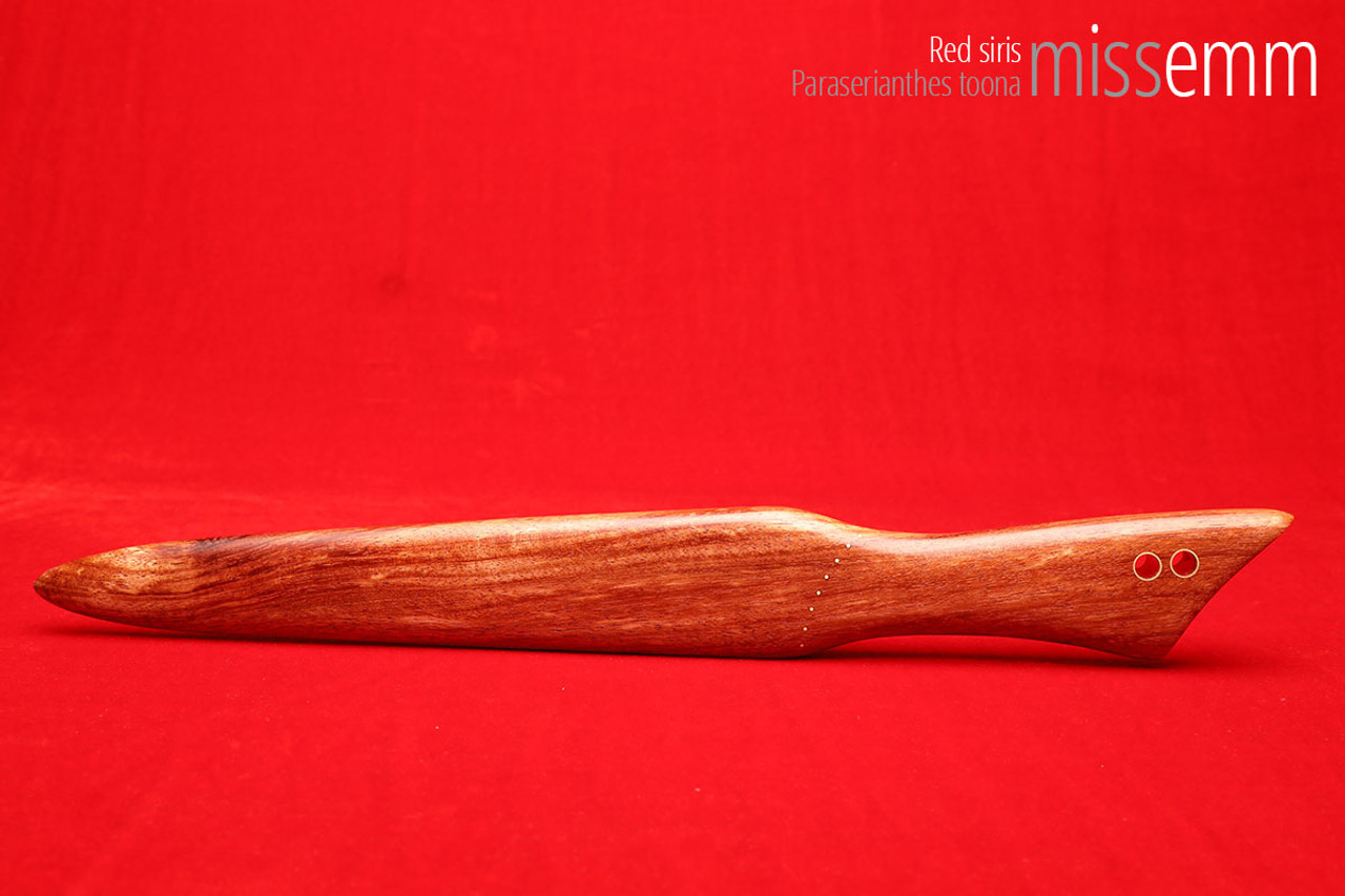 Unique handcrafted spanking toys | Wooden paddle | By kink artisan Miss Emm | Made from red siris with brass details.