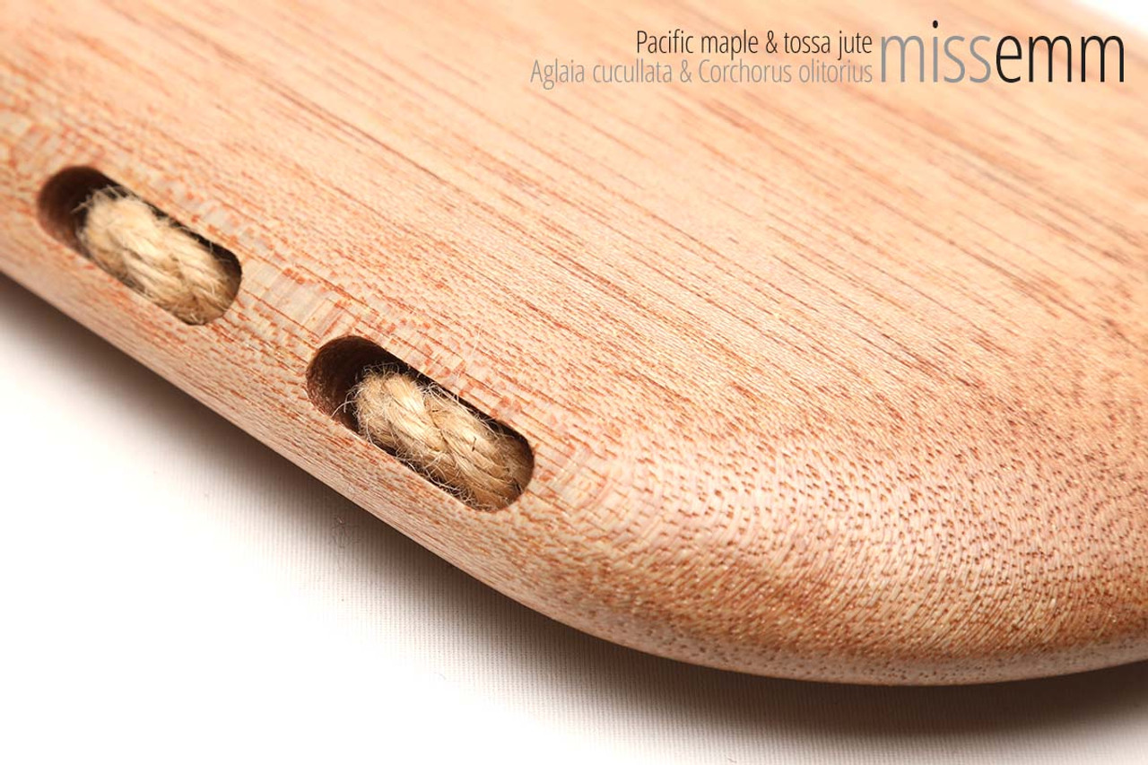 Unique handcrafted spanking toys | Wooden paddle | By kink artisan Miss Emm | Made from Pacific maple with brass details.